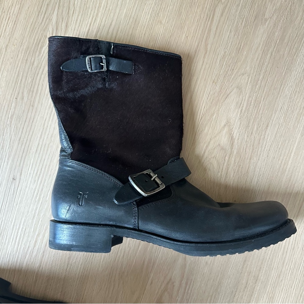 Frye Black and Brown Genuine Cow Hide Moto Boot Size 11
